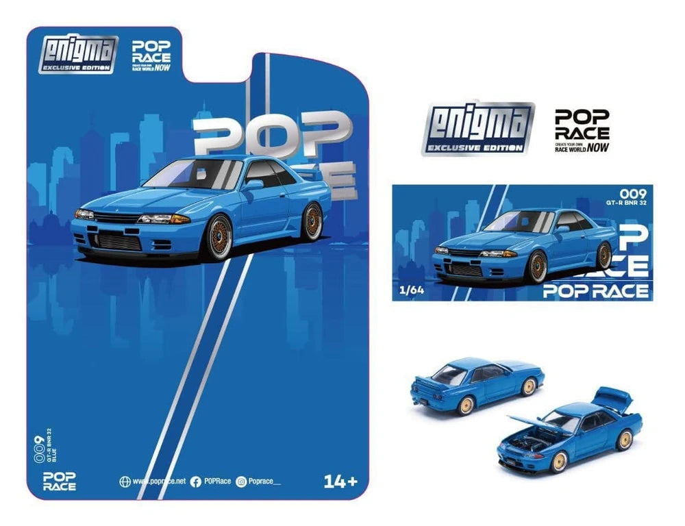 Pop Race X Enigma 1:64 Nissan Skyline GT-R R32 - Bayside Blue