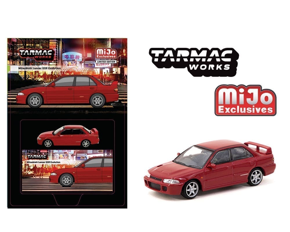 Tarmac Works 1:64 Mitsubishi Lancer GSR Evolution – Red – Global64 – MiJo Exclusive