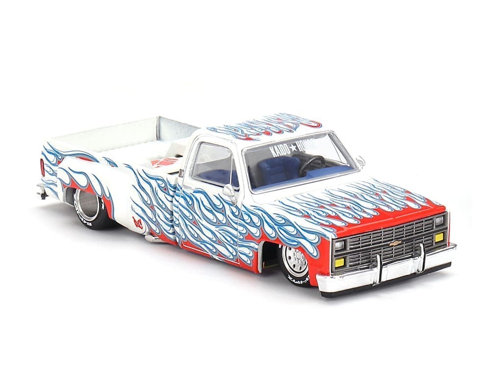 Kaido House x MiniGT 1:64 Chevrolet Silverado Dually on Fire V2 – White Flames