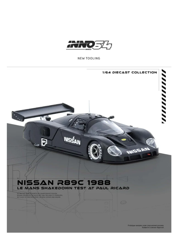 Inno64 1:64 Nissan R89C Le Mans Shakedown Test At Paul Ricard 1988