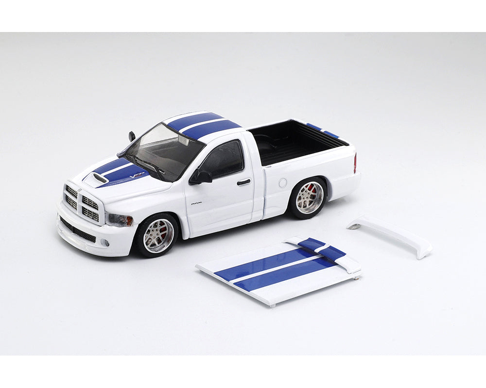 Shoom64 1:64 2003 Dodge Ram SRT-10 Pickup – White W/Blue Stripe