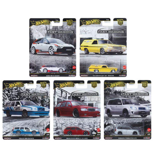 Hot Wheels 1:64 Premium Car Culture 2025 961J Case Assortment – Fast Wagons - Set OR Case