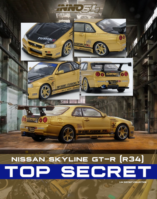 Inno64 1:64 Nissan Skyline GT-R R34 Top Secret - Gold