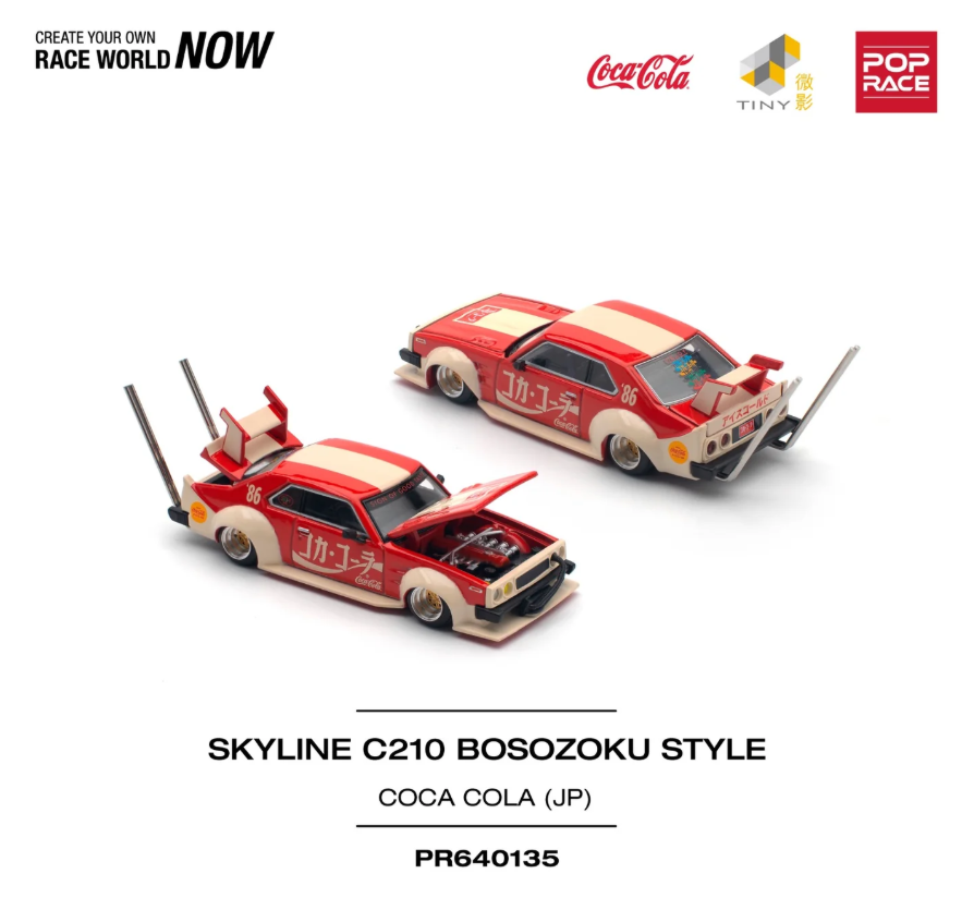 Pop Race 1:64 Nissan Skyline (C210) Bosozuko Style - Japan Coca Cola