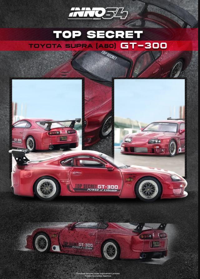 Inno64 1:64 Toyota Supra A80 TOP SECRET GT300 - Red