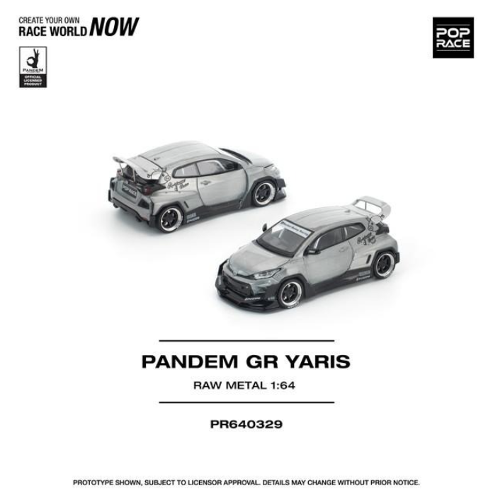 Pop Race 1:64 Pandem GR Yaris - Raw Metal
