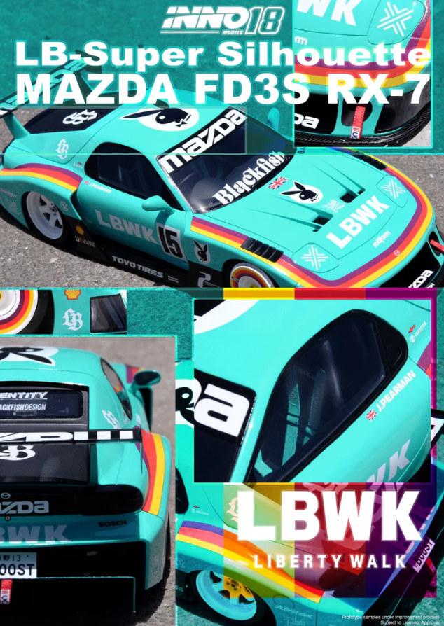 Inno18 1:18 Mazda RX7 (FD3S) LB-Super Silhouette #15 Teal