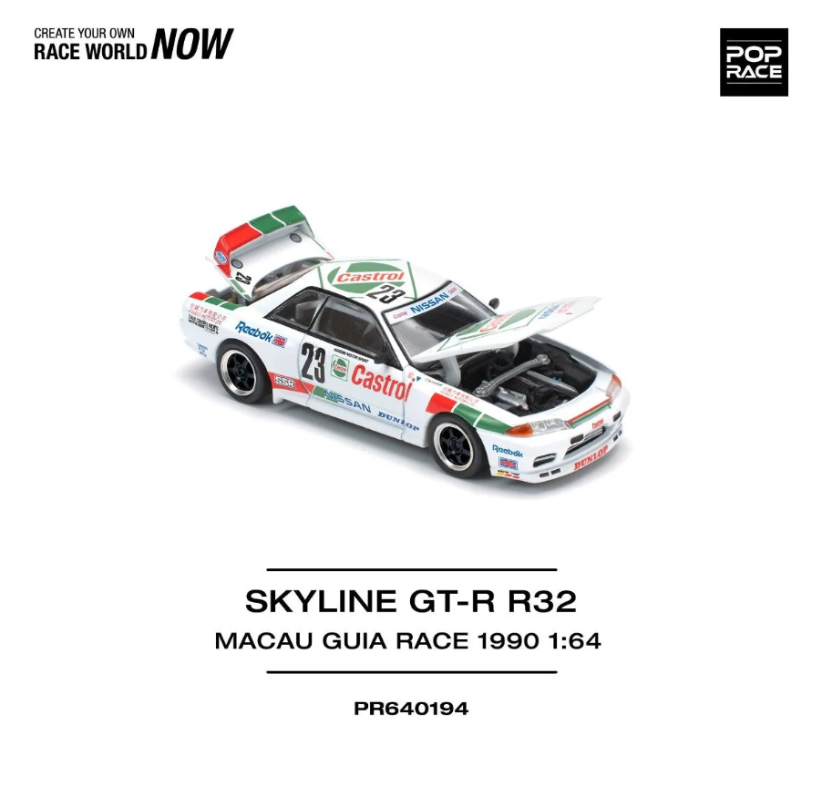 Pop Race 1:64 Nissan Skyline GT-R R32 Macau Guia Race 1990