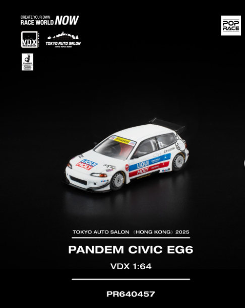 Pop Race 1:64 Tokyo Auto Salon Hong Kong 2025 Exclusive - Pandem Civic EG6 VDX