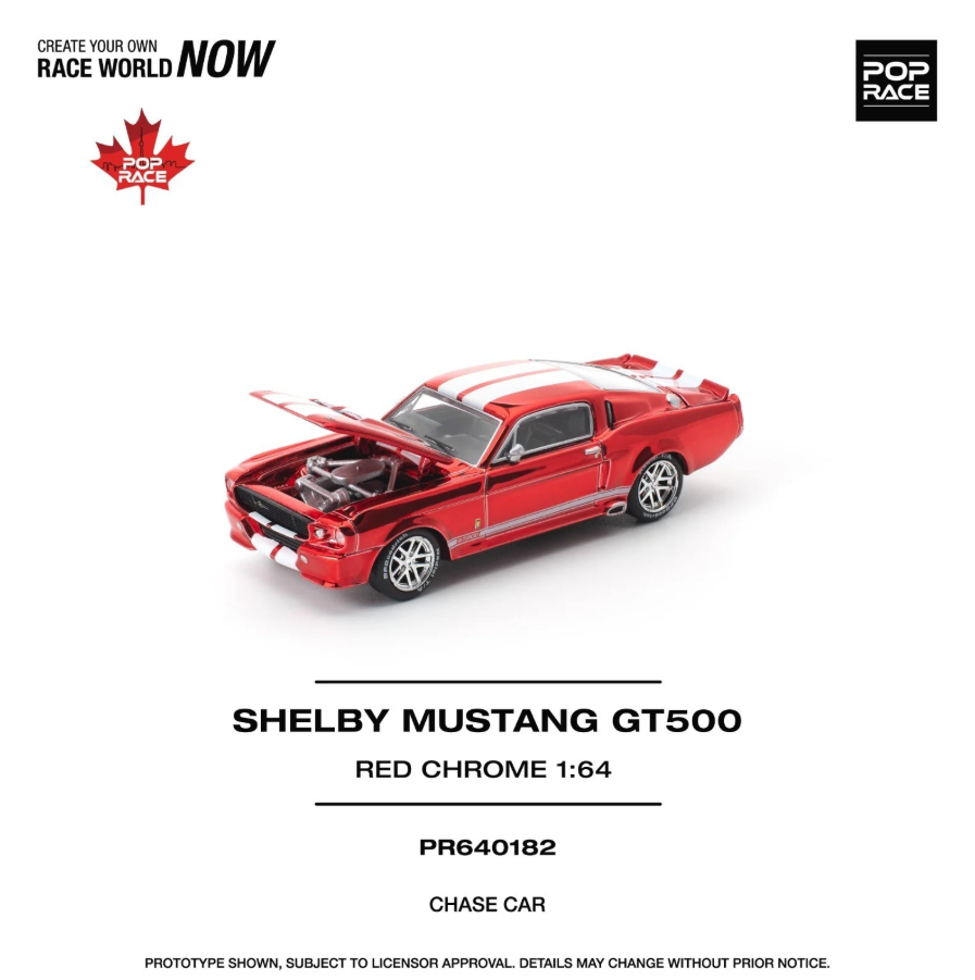 Pop Race 1:64 Shelby Mustang GT500 Red Chrome *CHASE CAR* Canada Exclusive