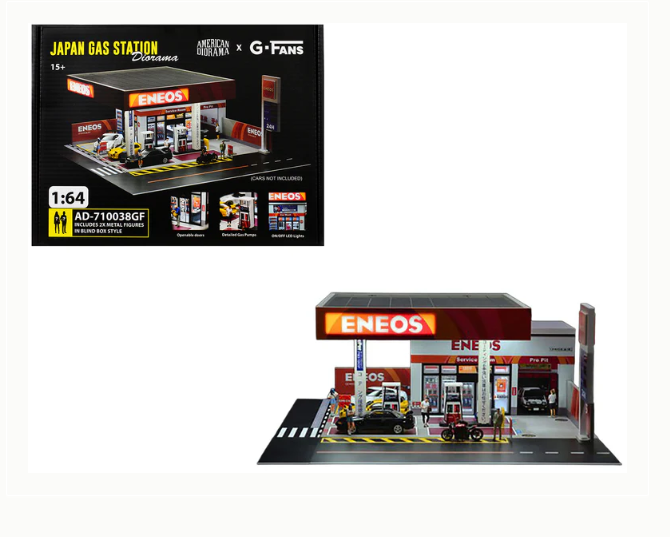 American Diorama X G-Fans 1:64 ENEOS Gas Station Diorama With LED