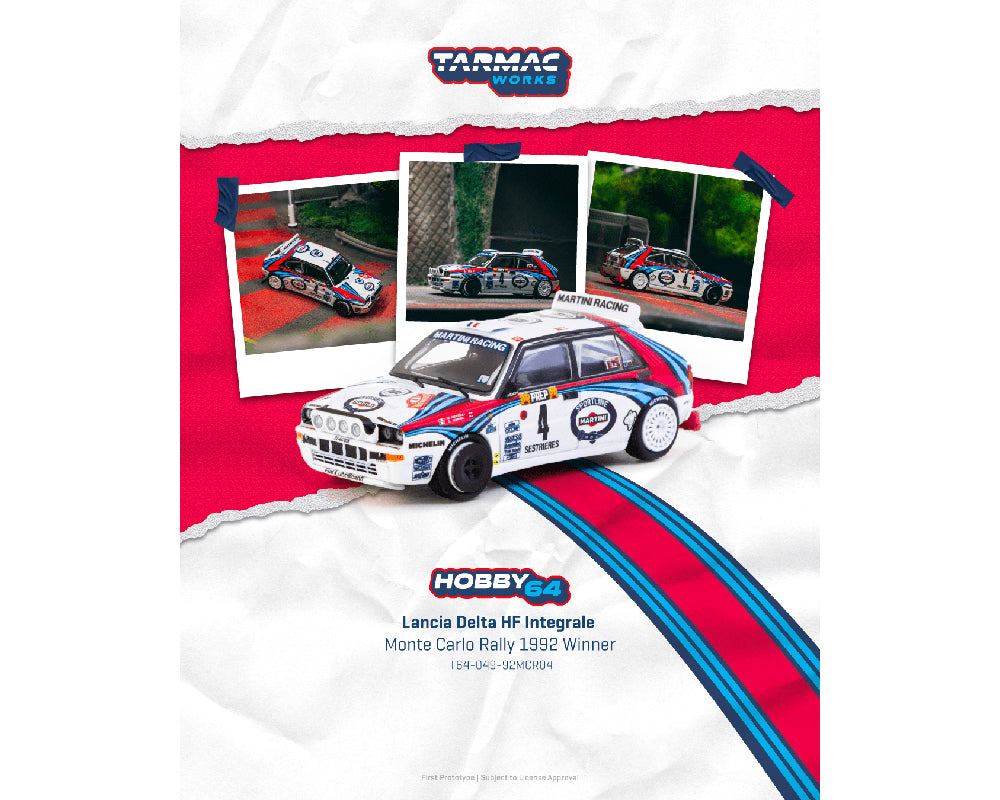 Tarmac Works 1:64 Lancia Delta HF Integrale Monte Carlo Rally 1992 Winner Auriol / Occelli