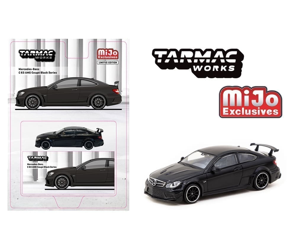 Tarmac Works 1:64 Mercedes-Benz C 63 AMG Coupé Black Series – Matte Black – MiJo Exclusive