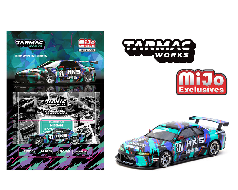 Tarmac Works 1:64 Nissan Skyline (R32) Widebody Jonsibal & HKS with Card Pack