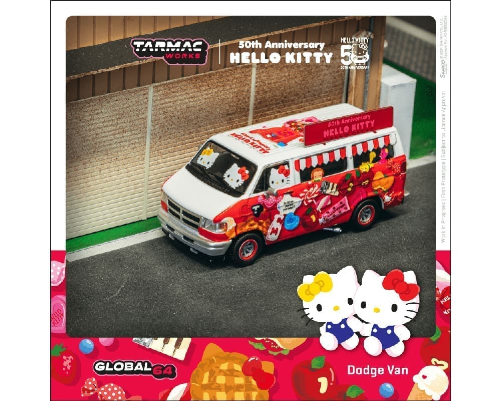 Tarmac Works 1:64 Dodge Van Hello Kitty Food Truck- White – MiJo Exclusive
