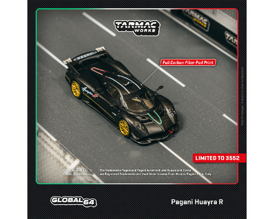 Tarmac Works 1:64 Pagani Huayra R Matte Black Carbon Fiber