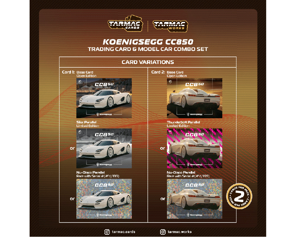 Tarmac Works 1:64 Koenigsegg CC850 With Trading Cards Pack – White