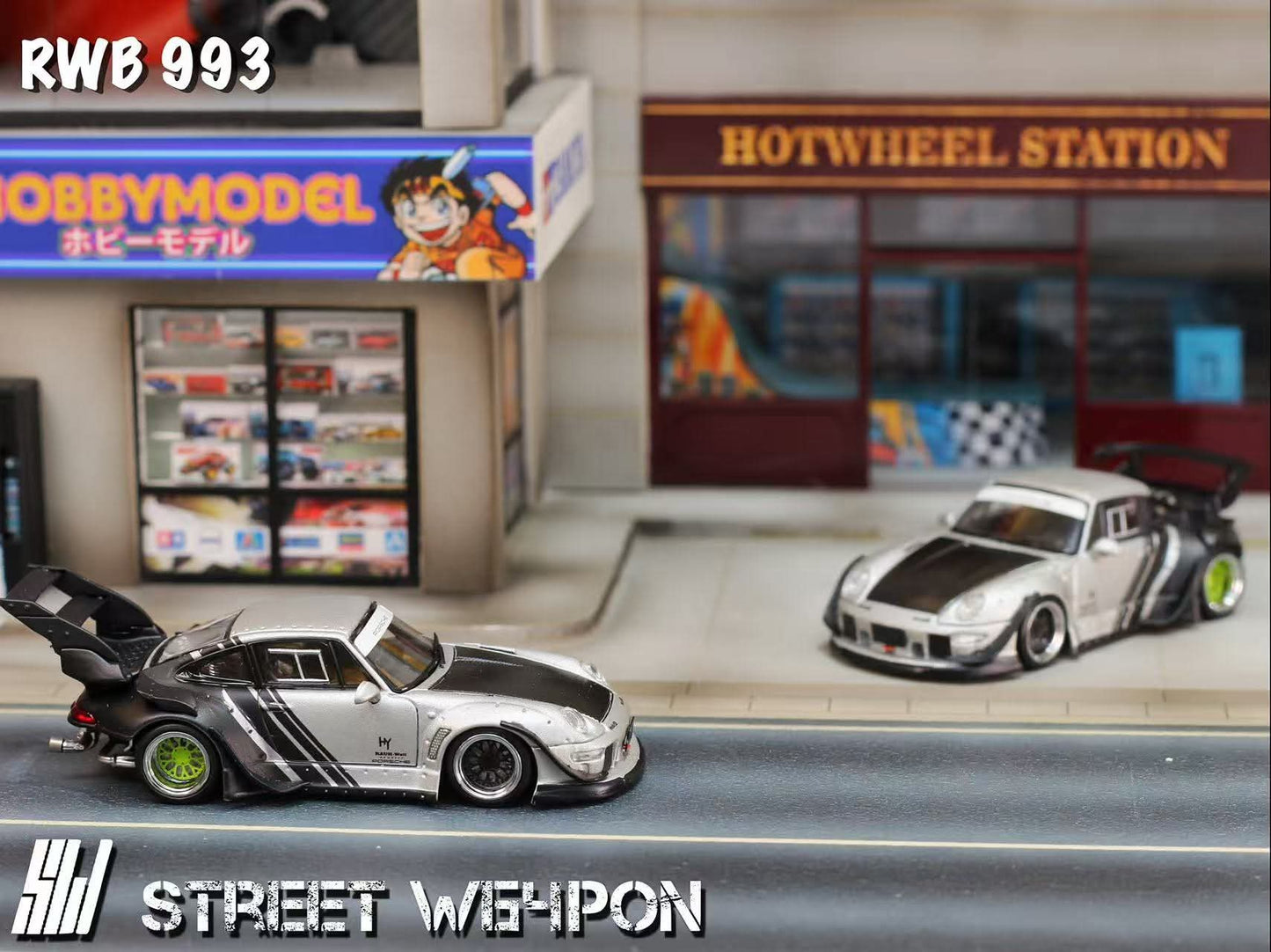 Street Warrior Porsche RWB 993 Wide-Body Modified - Matte Silver Cyberpunk