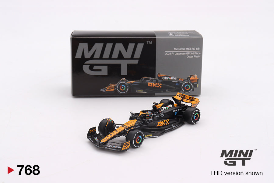 MiniGT 1:64 McLaren MCL60 #81 Oscar Piastri 2023 F1 Japan GP 3rd Place – MiJo Exclusive #768