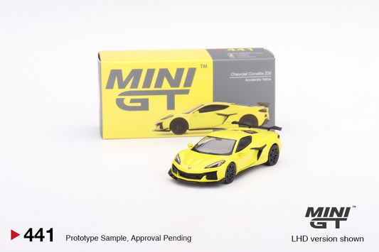 MiniGT 1:64 2023 Chevrolet Corvette Z06 Accelerate Yellow – MiJo Exclusive #441