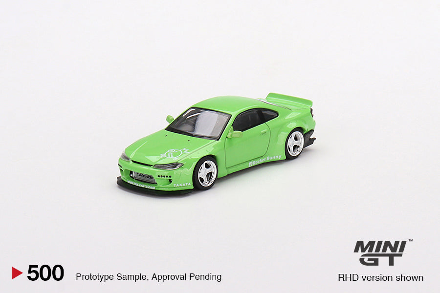 MiniGT 1:64 Nissan Silvia (S15) Rocket Bunny Green – MiJo Exclusive #500