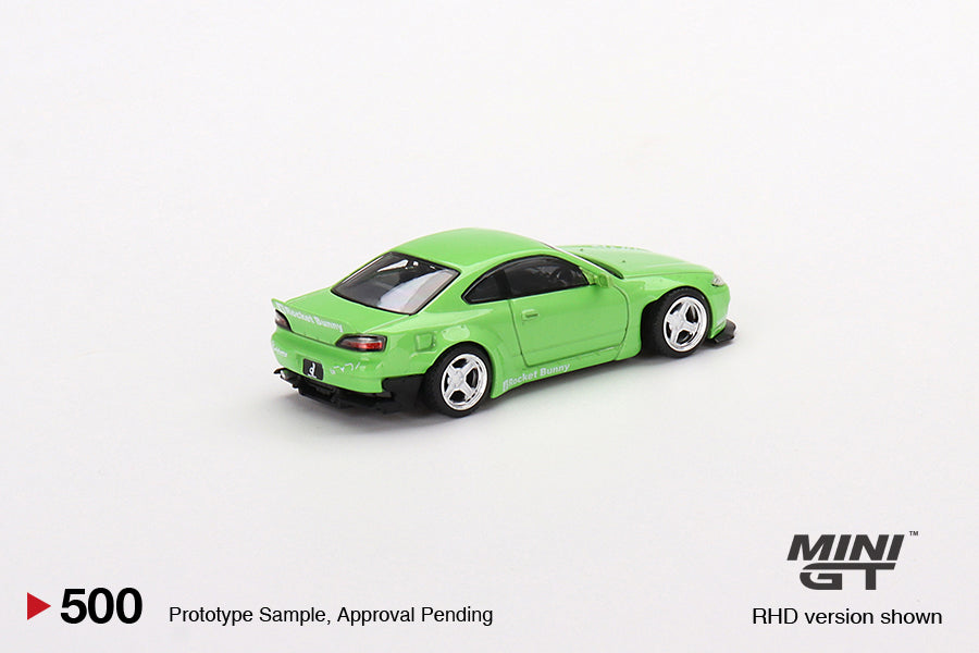 MiniGT 1:64 Nissan Silvia (S15) Rocket Bunny Green – MiJo Exclusive #500