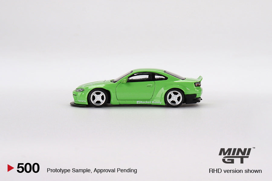 MiniGT 1:64 Nissan Silvia (S15) Rocket Bunny Green – MiJo Exclusive #500