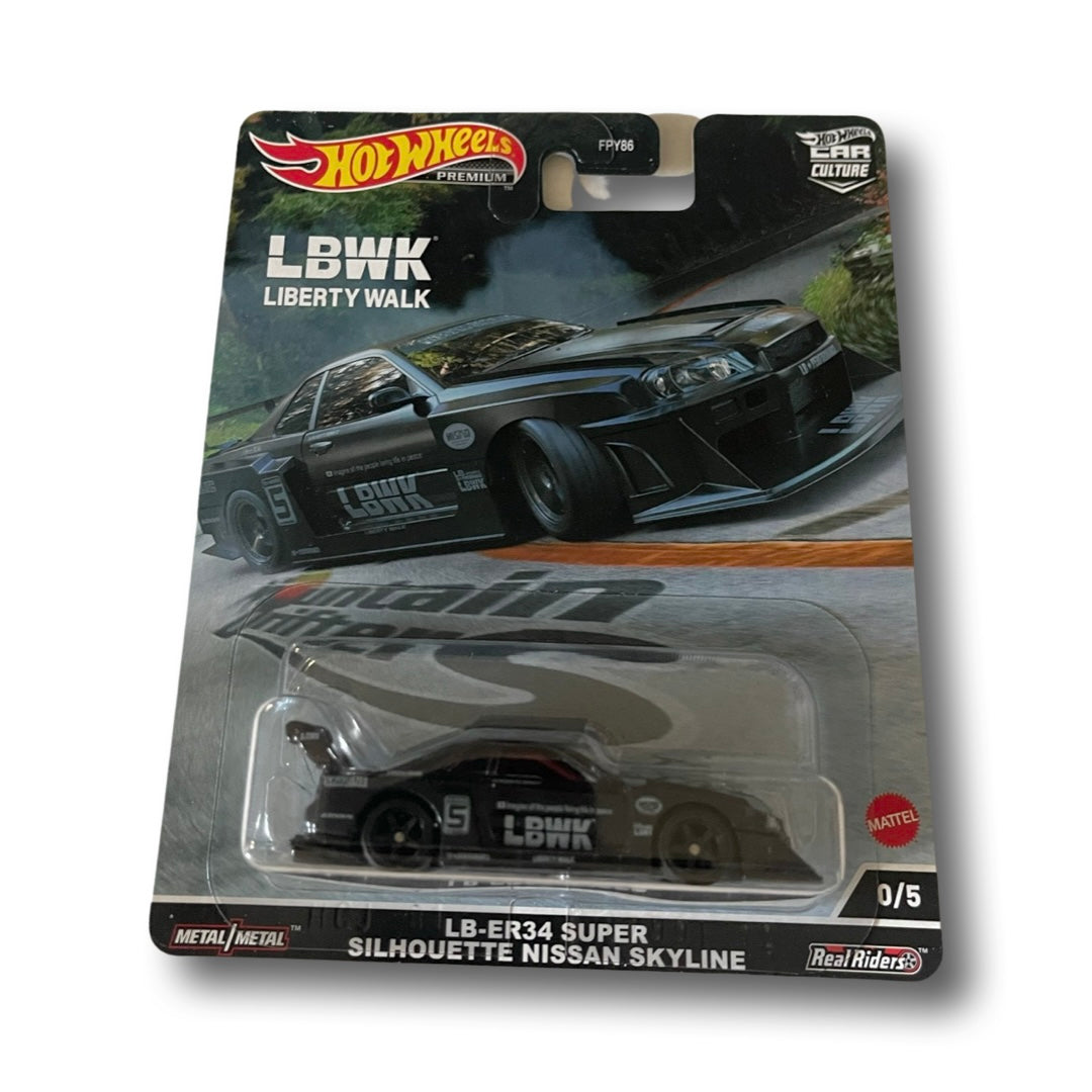 Hot Wheels 2023 Premium Car Culture Series - Mountain Drifters Nissan  Skyline ER34 Super Silhouette LBWK *CHASE*