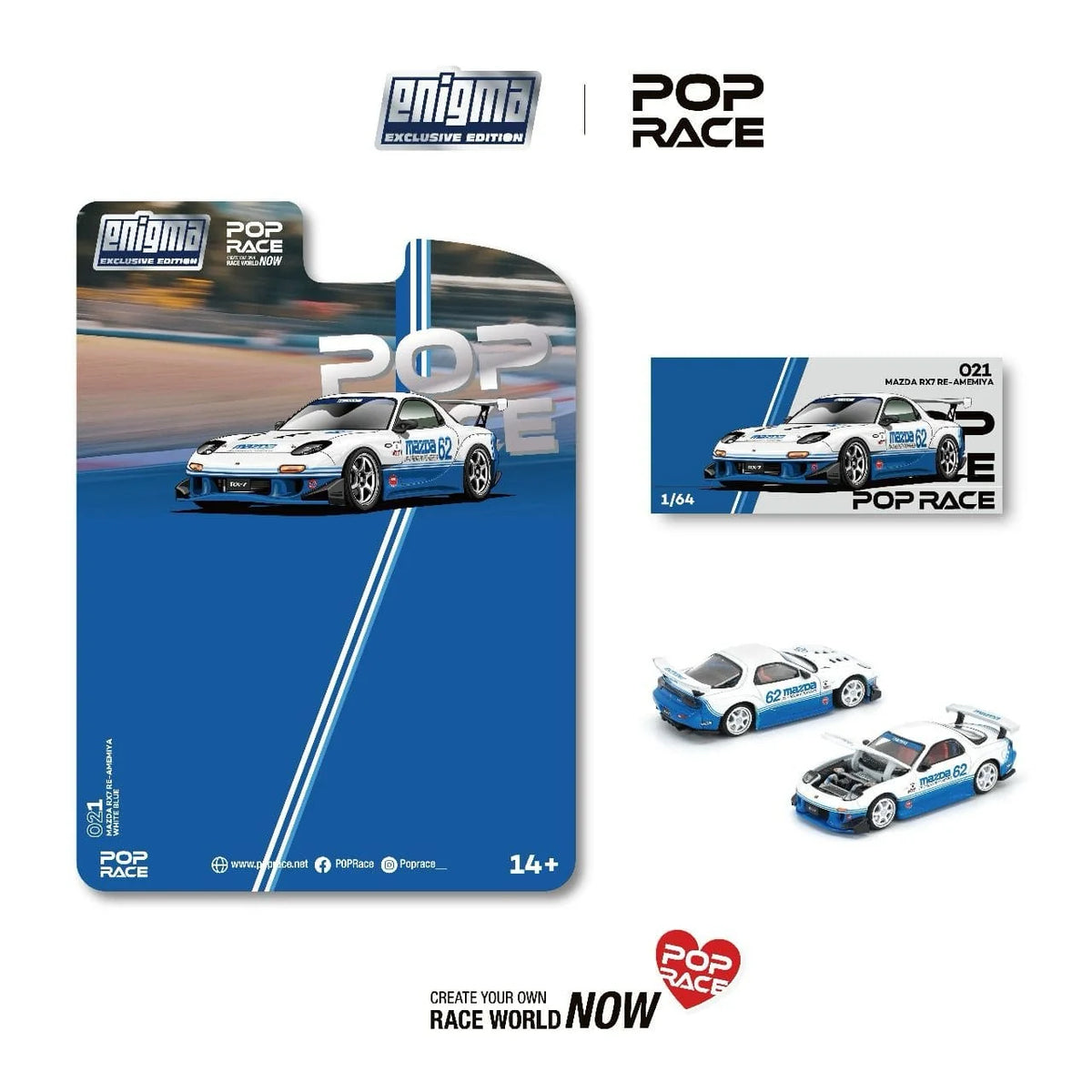 Pop Race X Enigma 1:64 Mazda RX-7 FD3S - Blue/White