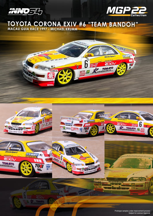 Inno64 1:64 Toyota Corona EXIV #6 "Team Bandoh" Macau Guia Race 1997 Michael Krumm
