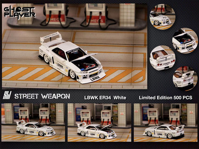 Street Weapon 1:64 LBWK Nissan Skyline ER34 LB Super Silhouette White 窶�  Myguycollectibles