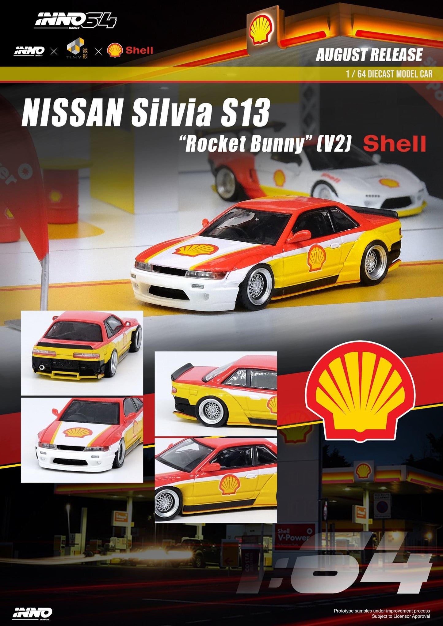Inno64 1:64 x Tiny x Shell Nissan Silvia S13 Rocket Bunny V2