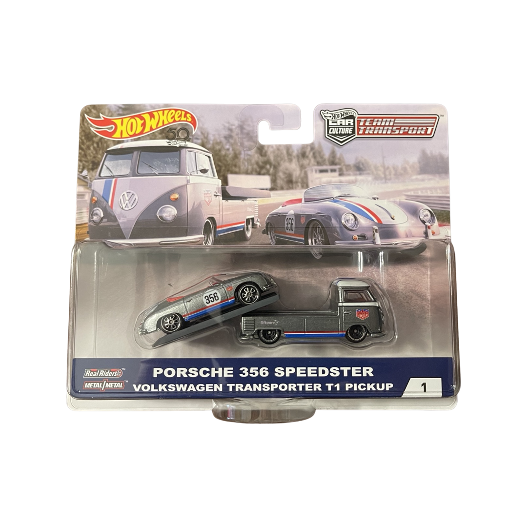 Hot Wheels Premium Team Transport 1 Porsche 356 Speedster With Volkswagen Transporter T1 Pickup