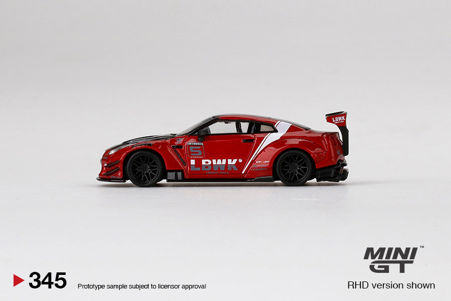 MiniGT 1:64 LB Works Nissan GT-R R35 Type 2, Rear Wing ver. 3 LB Work Livery 2.0 MiJo Exclusive #345