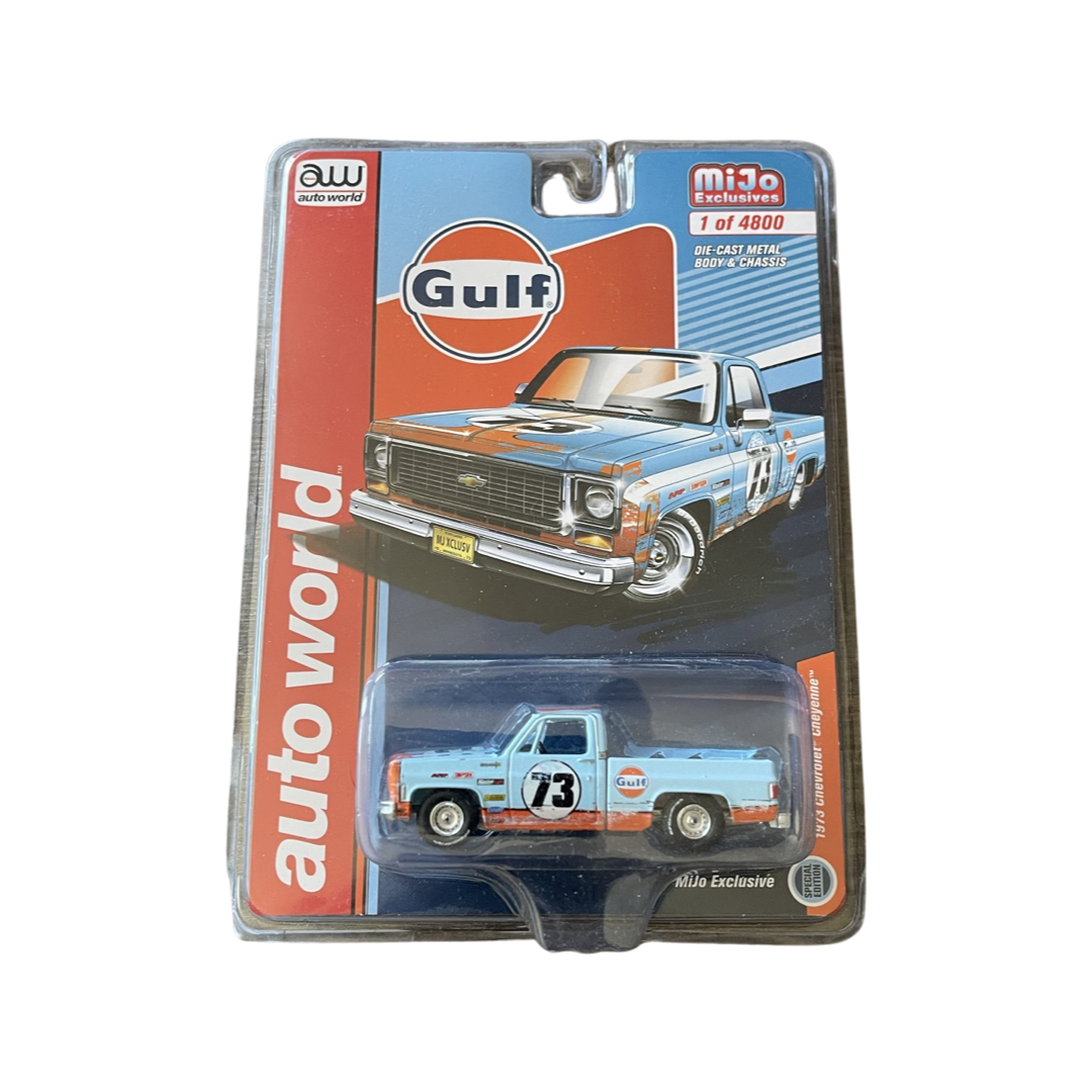 Auto World 1:64 MiJo Exclusive 1973 Chevrolet Cheyenne Gulf