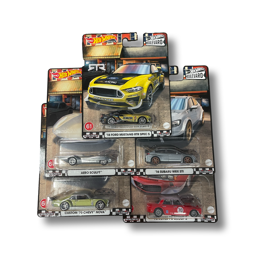 Regalo Per Appassionati Auto Hot Wheels Boulevard 2024 Set Di 5 Auto In Scala 1/64 - Modello GJT68-979W, Collezionabile 5 Auto Hot Wheels Speciali - Foto 2