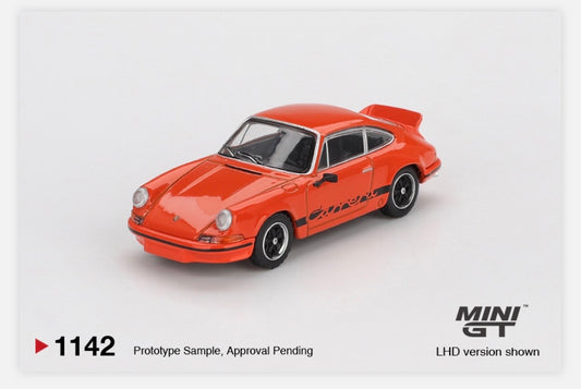 MiniGT 1:64 Porsche 911 Carrera RS 2.7 Tangerine with Black Livery #1142