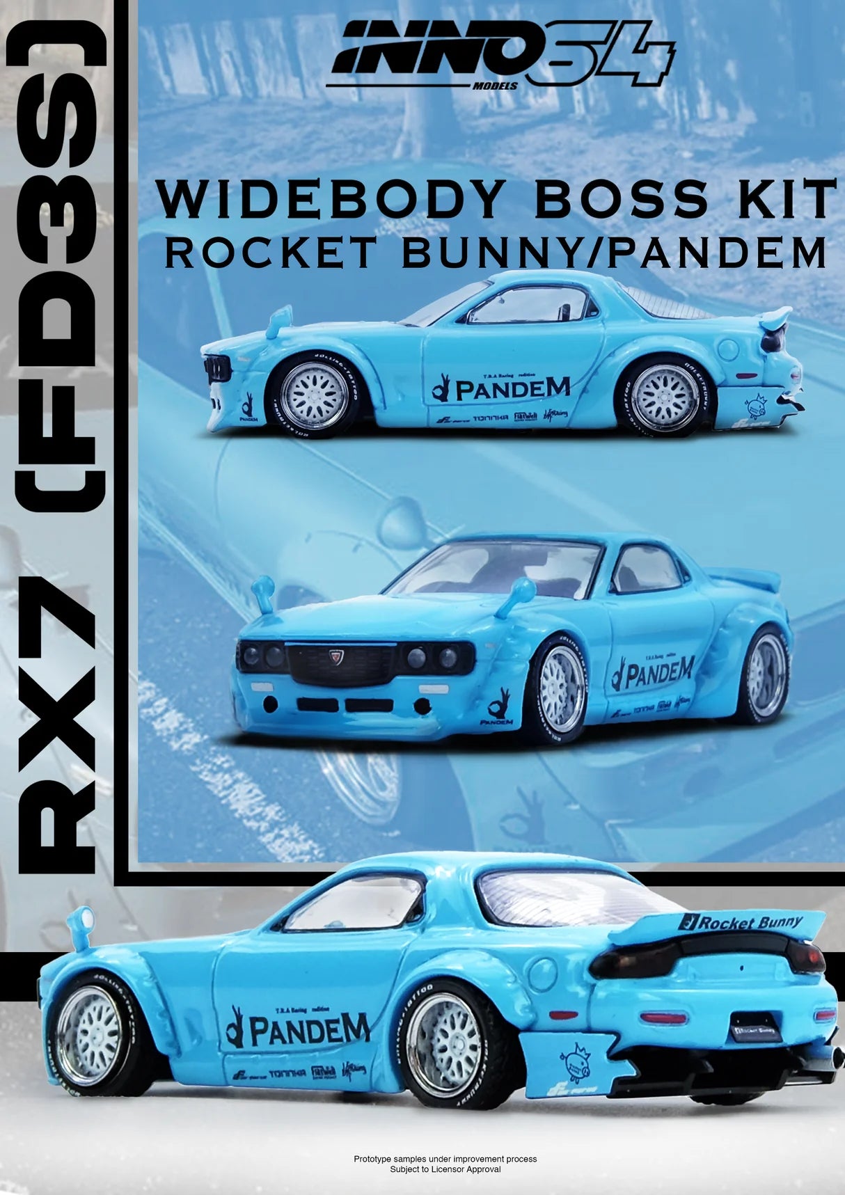 Inno64 1:64 Pandem Rocket Bunny RX7 FD3S - Tiffany Blue