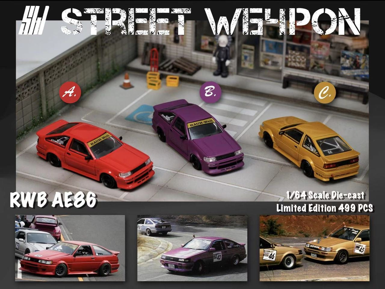 Street Weapon 1:64 RWB AE86 - 3 Styles