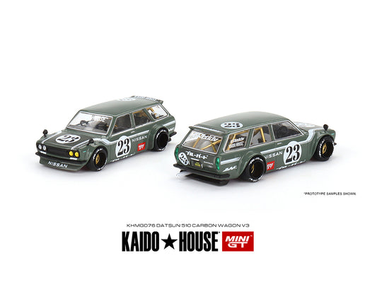 MiniGT X Kaido House 1:64 Datsun Kaido 510 Wagon Carbon Fiber V3 - Green