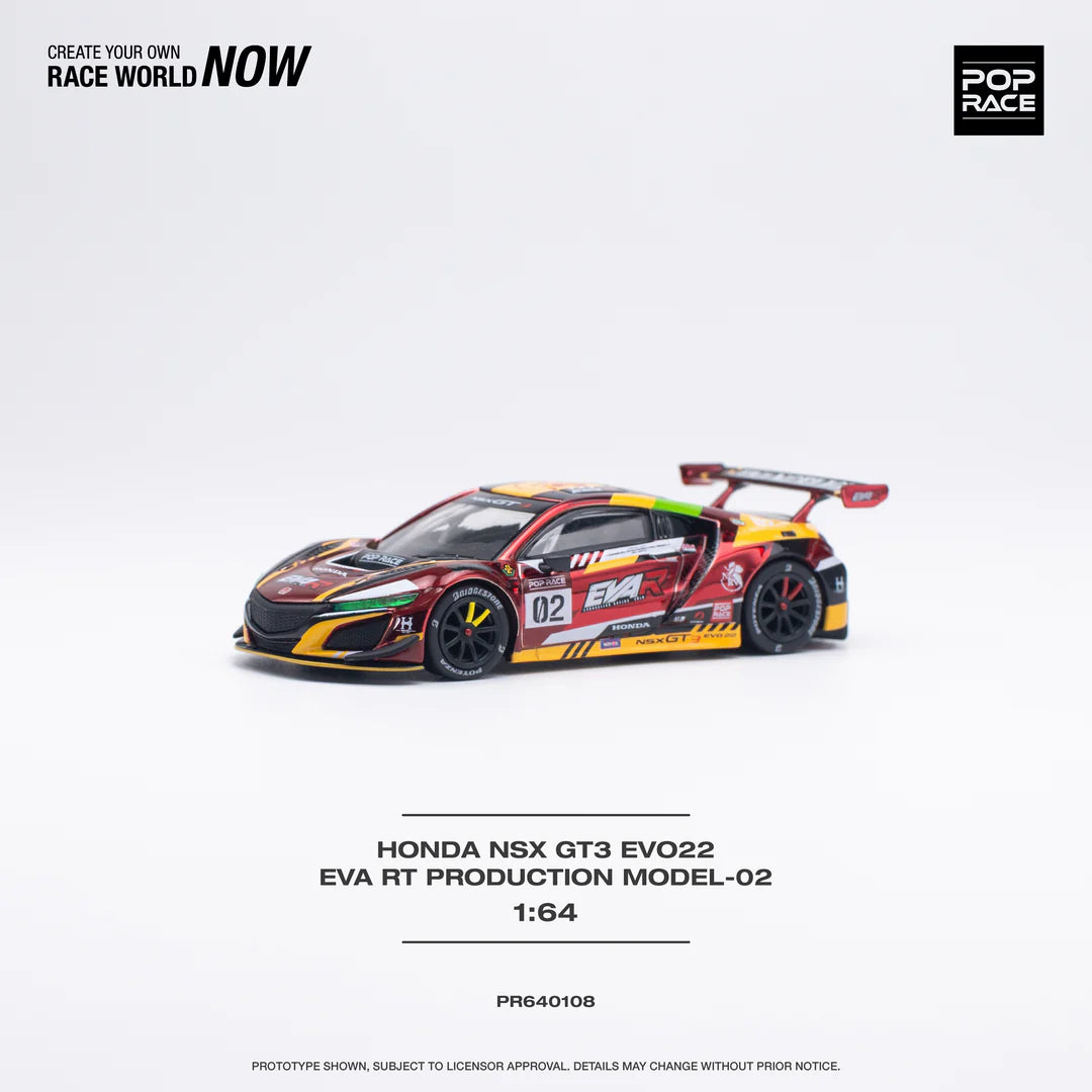 Pop Race 1:64 Honda NSX GT3 EVO22 EVA RT Production Model 02 - Red