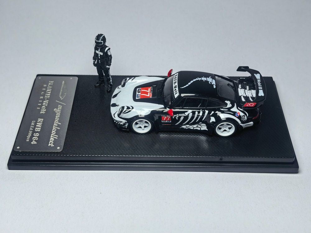 MyModelCollect 1:64 Porsche RWB 964 High Wing White Bone Dragon With Figure