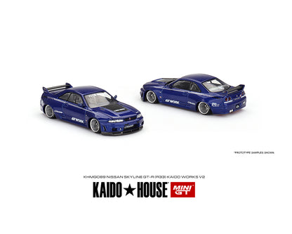 MiniGT X Kaido House 1:64 Nissan Skyline GT-R (R33) Kaido Works V2 - Blue