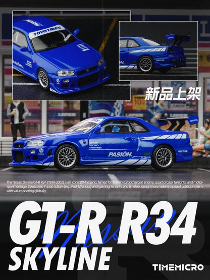 Time Micro 1:64 Nissan Skyline GT-R R34 - Blue