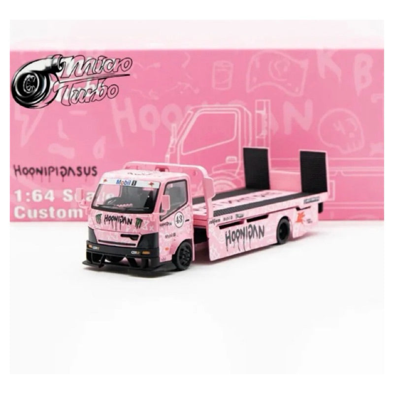 Micro Turbo 1:64 Custom Hoonipigasus Pink Pig Flatbed Tow Truck