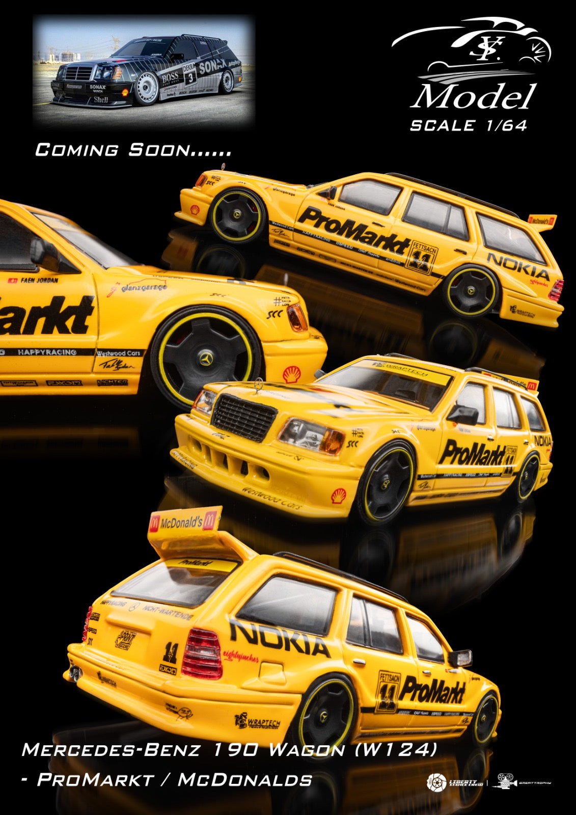 YS Model 1:64 Mercedes Benz S124 Modified