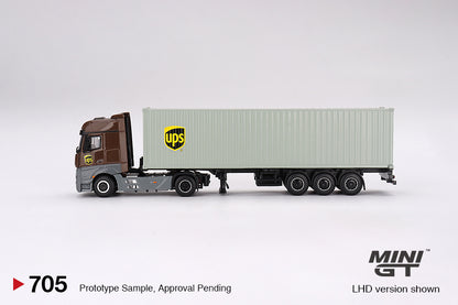 MiniGT 1:64 Mercedes-Benz Actros with 40 Ft Dry Container – UPS Europe #705