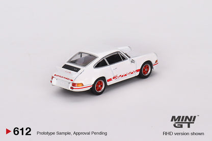 MiniGT 1:64 Porsche 911 Carrera RS 2.7 Grand Prix – White with Red Livery - MiJo Exclusive #612