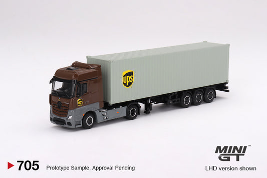 MiniGT 1:64 Mercedes-Benz Actros with 40 Ft Dry Container – UPS Europe #705