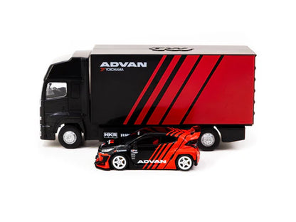 Tarmac Works 1:64 Pandem Yaris ADVAN with Plastic Truck Packaging - HOBBY64